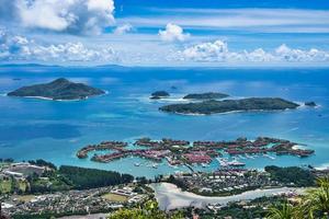 Copolia trail view of St anne marine park, eden island and praslin and la digue, Mahe Seychelles photo