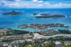 Copolia trail view of St anne marine park, eden island and praslin and la digue, Mahe Seychelles photo