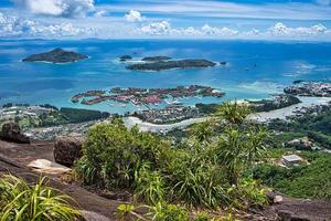 Copolia trail view of St anne marine park, eden island and praslin and la digue, Mahe Seychelles photo