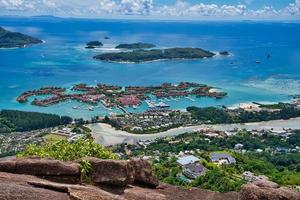 Copolia trail view of St anne marine park, eden island and praslin and la digue, Mahe Seychelles photo