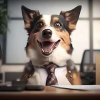 dog businessman illustration photo