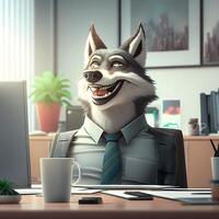 wolf businessman illustration photo