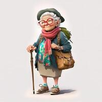 old woman character full body pose photo