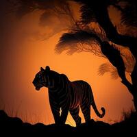 tiger silhouette AI Generated photo