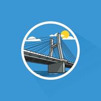 ilustración de dorado puente en plano diseño vector