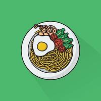 ilustración de mie goreng en plano diseño vector