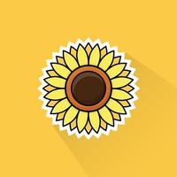 ilustración de girasol en plano diseño vector