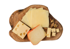 Brown table with cheeses isolated on a transparent background png