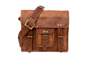 Brown leather bag isolated on a transparent background png