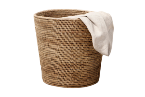 Beige basket and fabric isolated on a transparent background png