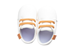 White baby shoes isolated on a transparent background png