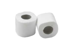 Two rolls of white tissue paper or napkin isolated with clipping path in png file format