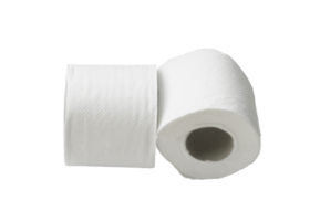 Due rotoli di bianca fazzoletto di carta carta o tovagliolo isolato con ritaglio sentiero nel png file formato