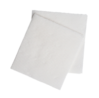 Two folded pieces of white tissue paper or napkin in stack tidily prepared for use in toilet or restroom isolated with clipping path in png format