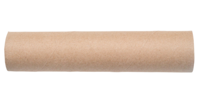 Single tissue paper roll core isolated with clipping path in png format, Flat laying