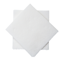 Two folded pieces of white tissue paper or napkin in stack prepared for use in toilet or restroom isolated with clipping path in png format