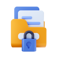 3d file folder lock icon illustration png
