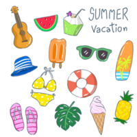 Hand Drawing of Summer Vacation Elements png