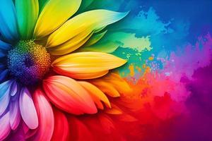 Rainbow flower wallpapers that are high definition created with Generative AI technology photo