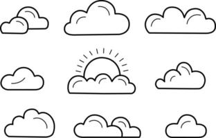 Set of cloud icon doodle. Hand drawn sketch style for icon and elements. Pro Vector