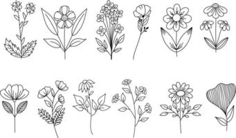 A Set of Flower Doodle Collection vector