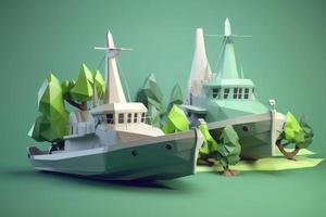 ship on concept Lowpoly 3d AI photo