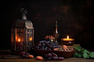 fecha Fruta antecedentes Ramadán Kareem, eid Mubarak ai foto