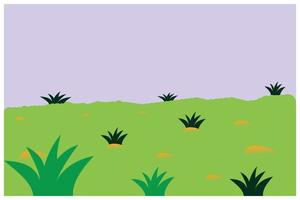 landscape with grass and flowers. Vector illustration in flat style. Illustrations of prairie habitats that are suitable for use in living creatures textbooks, children's books