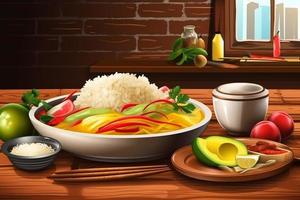 colombia food on the table 3d render Ai photo