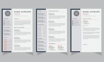 Profile Resume Design Template Layout and Cover Letter Set vector