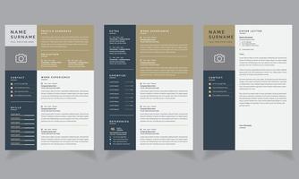 Vector Minimalist Creative Resume Design Template Cover Letter Layout  and Two Page Set