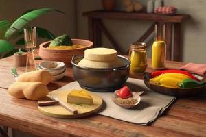 colombia food on the table 3d render Ai photo