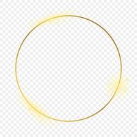 Gold glowing circle frame. Shiny frame with glowing effects. Vector illustration.