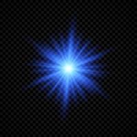 Light effect of lens flares. Blue glowing lights starburst effects with sparkles vector