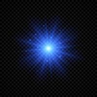 Light effect of lens flares. Blue glowing lights starburst effects with sparkles vector