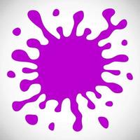 Purple Hand Drawn Paint Splash with small splashes and shadows. Vector illustration