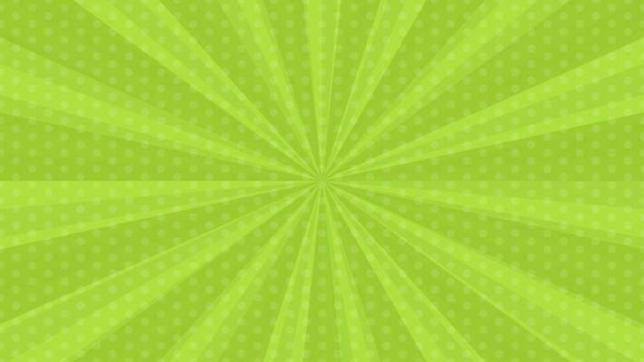 Green comic book page background in pop art style with empty space. Template with rays, dots and halftone effect texture. Vector illustration