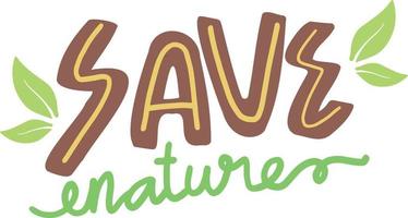 salvar naturaleza tipografía vector