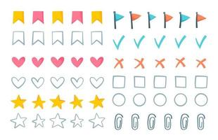Vector illustration of a large set of icons. A set of cool, positive, hand-drawn stickers.