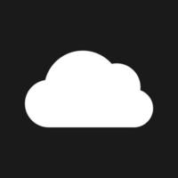 Cloud Icon. White weather icon on dark background. Vector illustration.