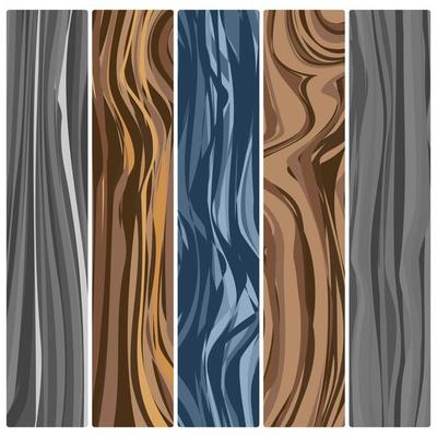 Five wooden boards. Vector abstract wood texture in flat design.