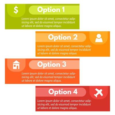 Four elements of infographic design with icons. Step by step infographic design template. Vector illustration