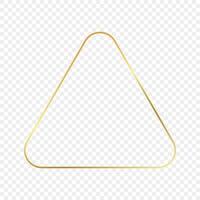 Gold glowing rounded triangle frame isolated on background. Shiny frame with glowing effects. Vector illustration.