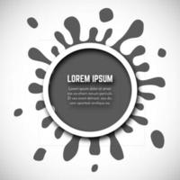 Dark Hand Drawn Paint Splash with small splashes and white circle with place for your text. Vector illustration