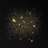 Golden glittering backdrop on a dark background. Background with gold glitter effect and empty space for your text. Vector illustration