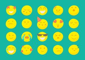 20 bright cartoon smiley faces. Large set of reactions. vector