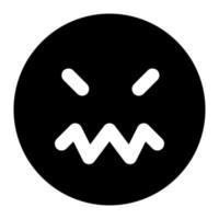 angry facial expression solid icon of emoticon vector