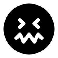 sick facial expression solid icon of emoticon vector
