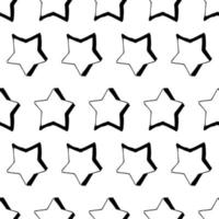 Seamless background of doodle stars. Black hand drawn stars on white background. Vector illustration