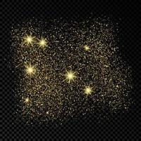 Golden glittering backdrop on a dark background. Background with gold glitter effect and empty space for your text. Vector illustration